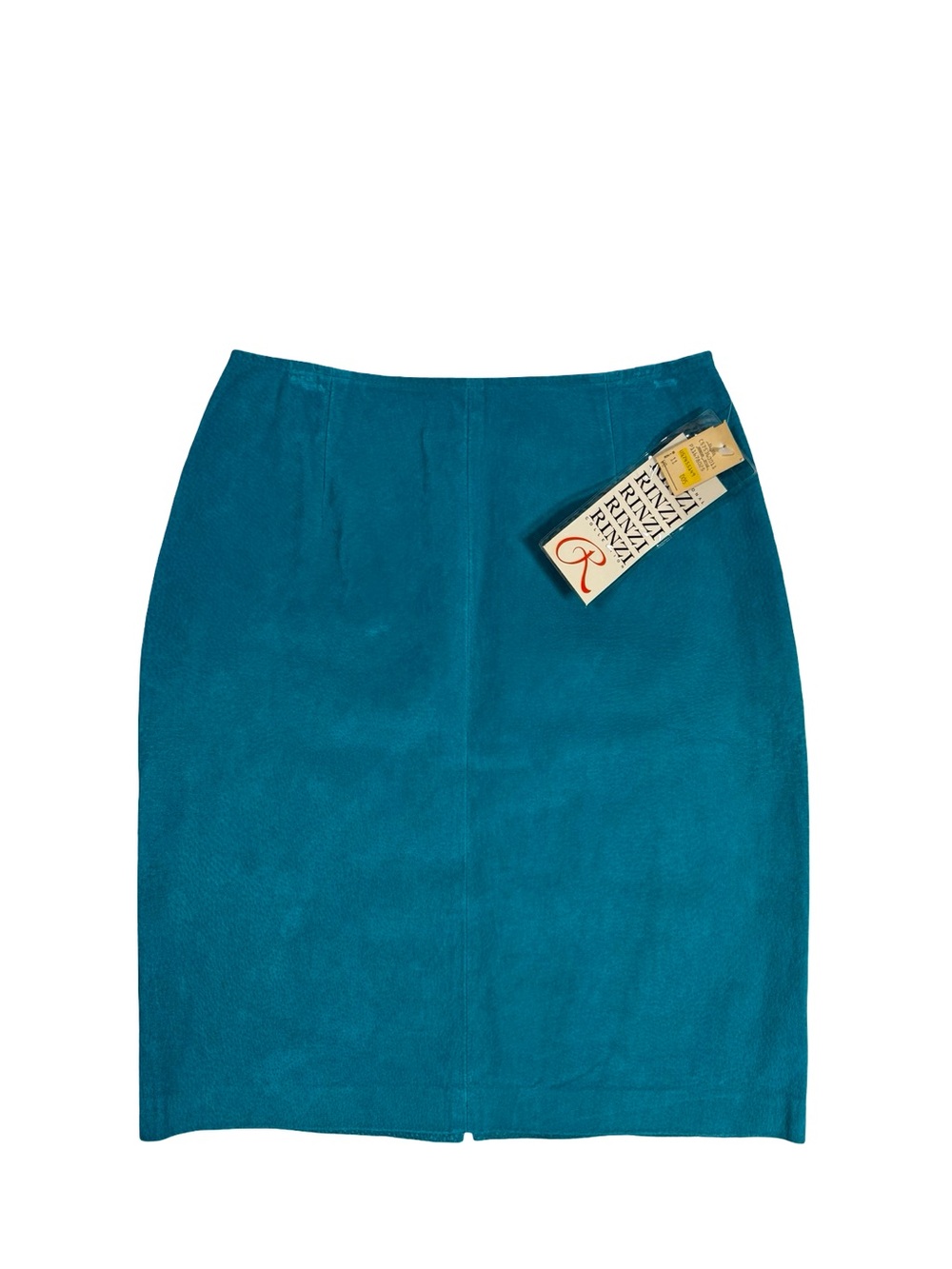 Rinzi Collection Genuine Leather Pencil Skirt Teal Turquoise Size 11 Vintage NWT